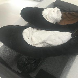 Aquatalia Carolyn Black Suede Flat Ballerina